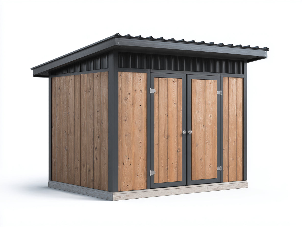 Casetta da giardino - Legno - 278x198x226 cm - Legno naturale-Antracite - Contemporaneo
