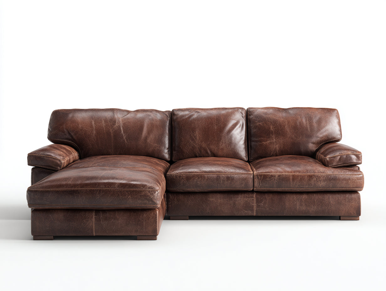 Divano angolare-pelle-279x184x86 cm-marrone-rustico moderno