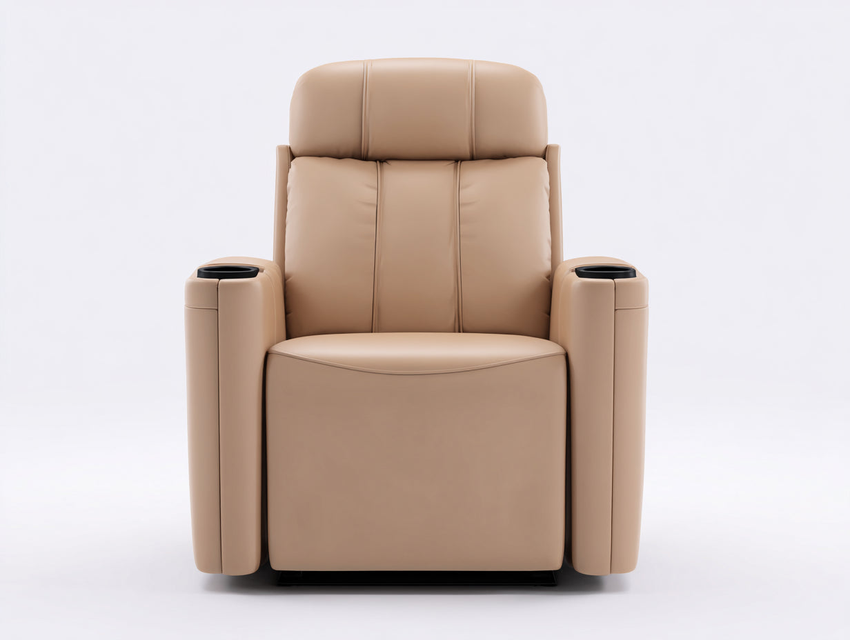 Poltrona reclinabile - similpelle - 102x96x111 cm - beige chiaro - stile elegante