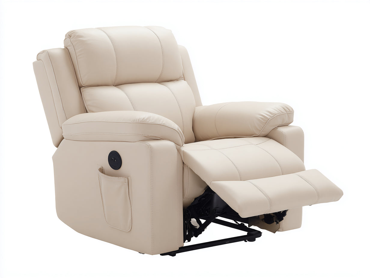 Poltrona reclinabile - similpelle - 107x100x116 cm - beige chiaro - stile comfort premium