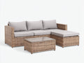 Divani da esterno-Rattan sintetico-vetro-tessuto-238x155x84 cm-Naturale-Grigio chiaro-Stile contemporaneo