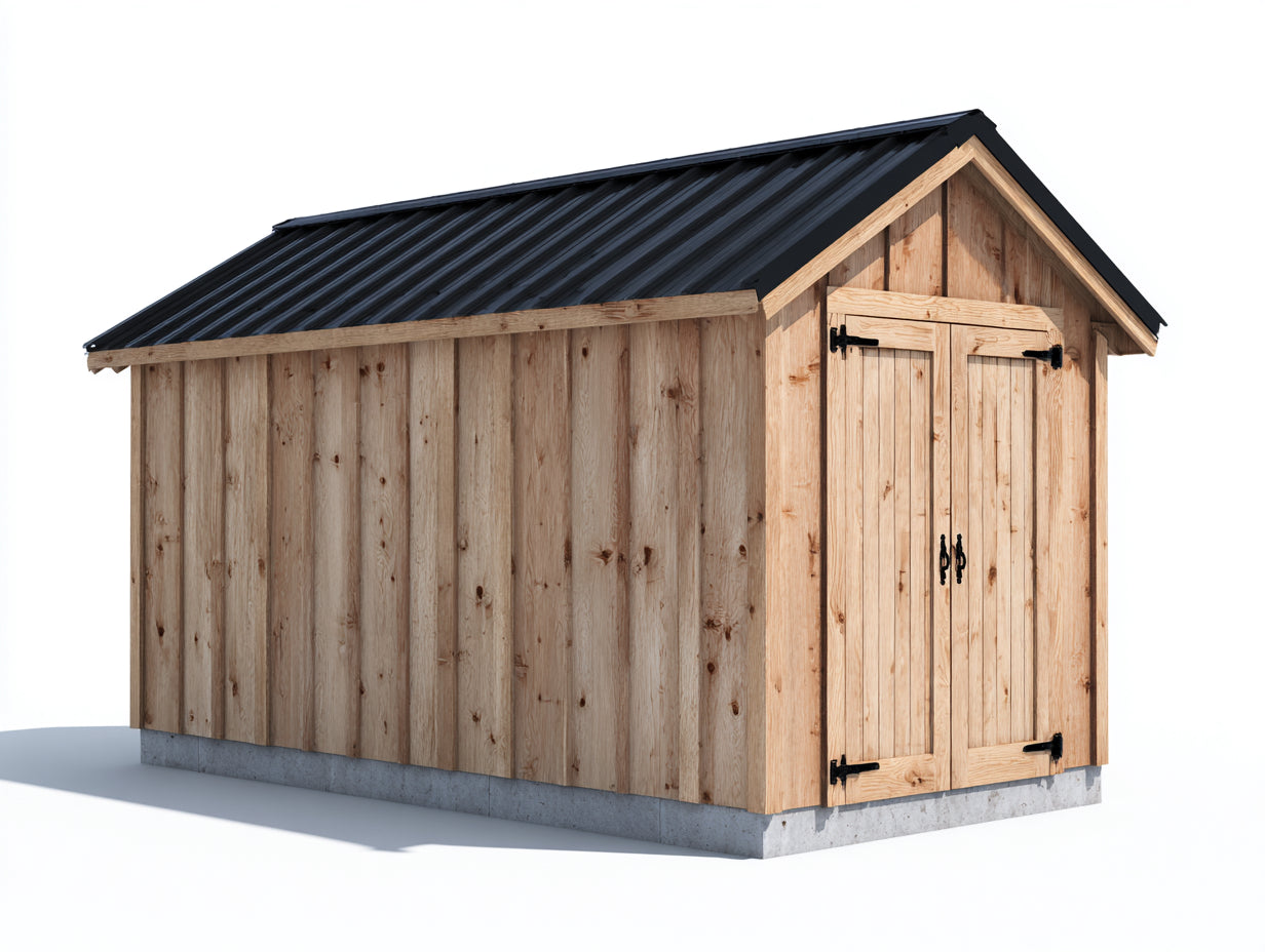 Casetta da giardino - Legno - 318x228x248 cm - Legno naturale-Nero - Rustico