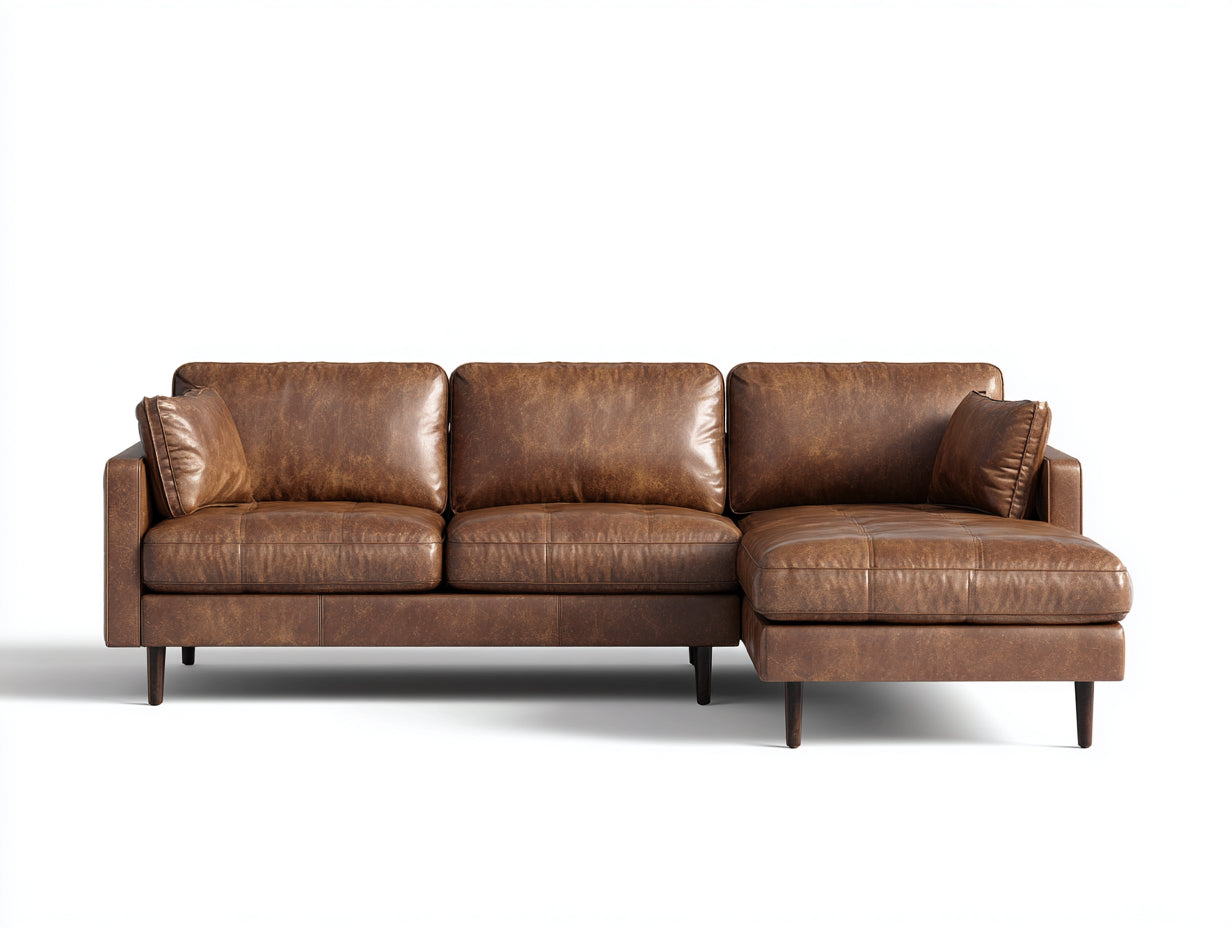 Divano angolare-pelle-271x178x81 cm-marrone-minimalista moderno