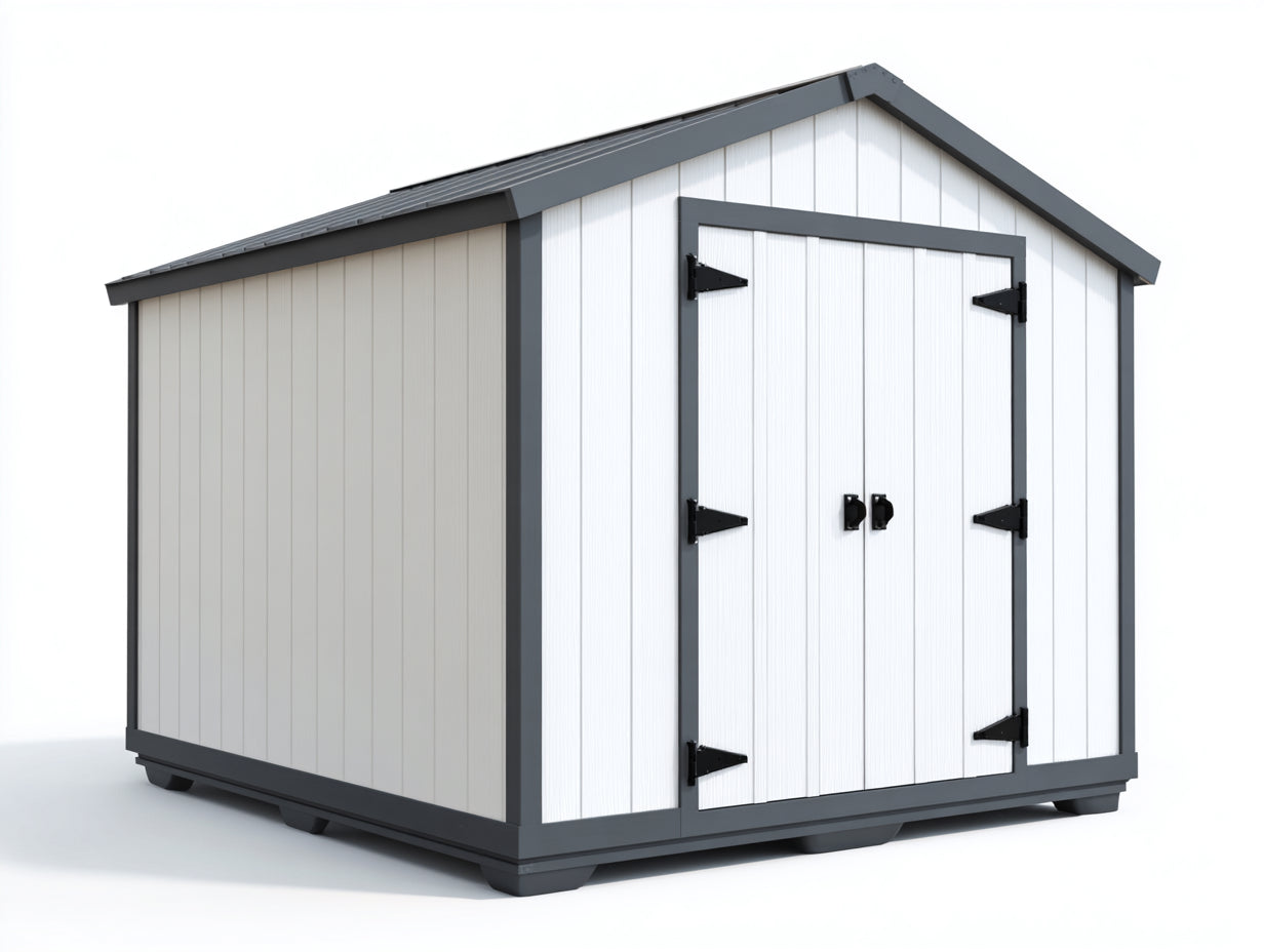 Casetta da giardino - Resina - 246x184x222 cm - Bianco-Grigio antracite - Moderno