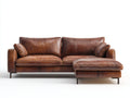 Divano angolare-pelle-267x178x84 cm-marrone-minimalista contemporaneo