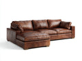 Divano angolare-pelle-286x192x85 cm-marrone-rustico contemporaneo