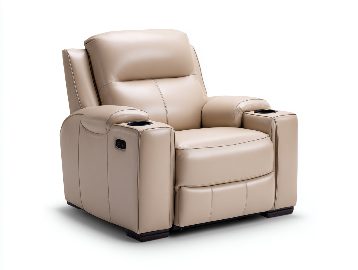 Poltrona reclinabile - similpelle - 101x95x109 cm - beige chiaro - stile premium