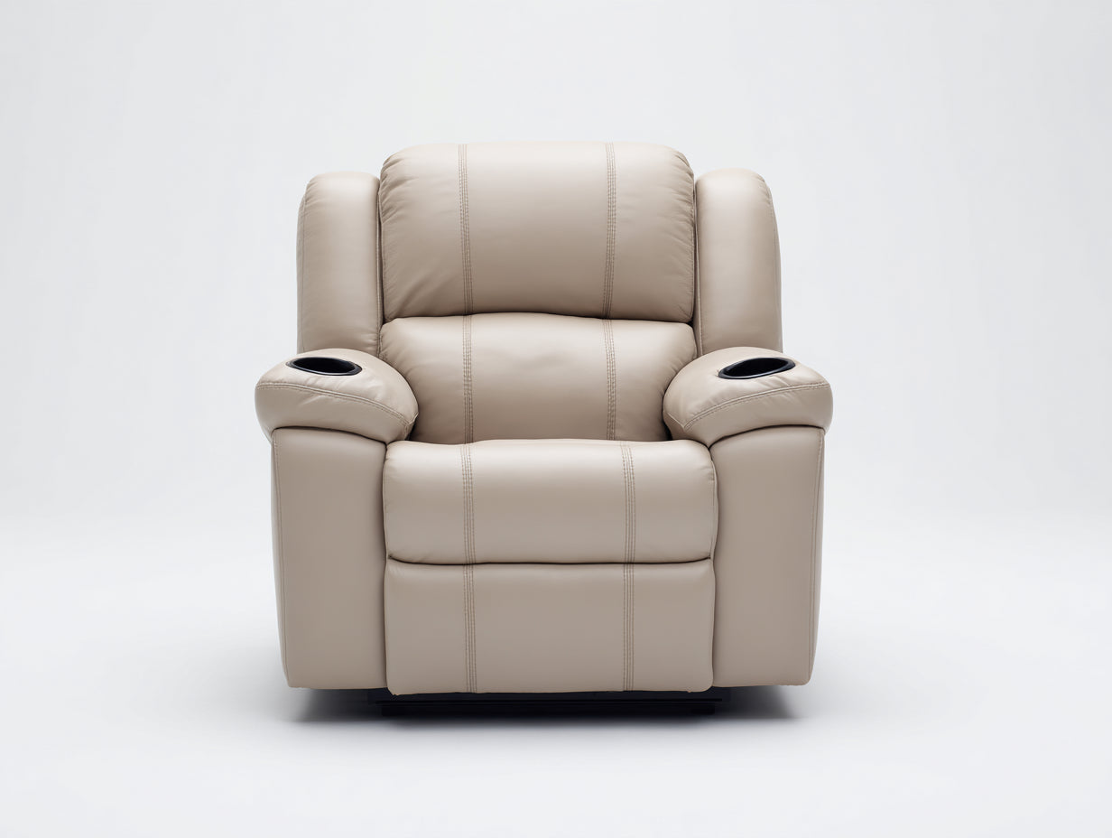 Poltrona reclinabile - similpelle - 99x93x107 cm - beige chiaro - stile moderno