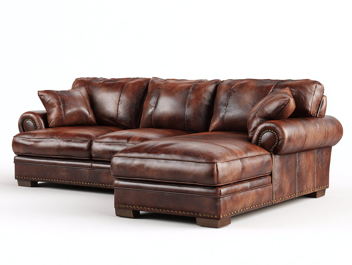 Divano angolare-pelle-296x194x92 cm-marrone-lusso tradizionale