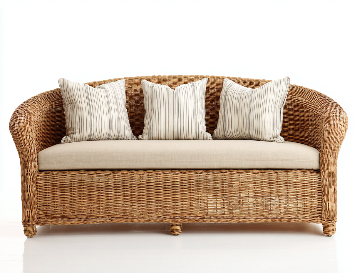 Divani da esterno-Rattan sintetico-tessuto-215x84x80 cm-Naturale-Beige-Stile classico elegante