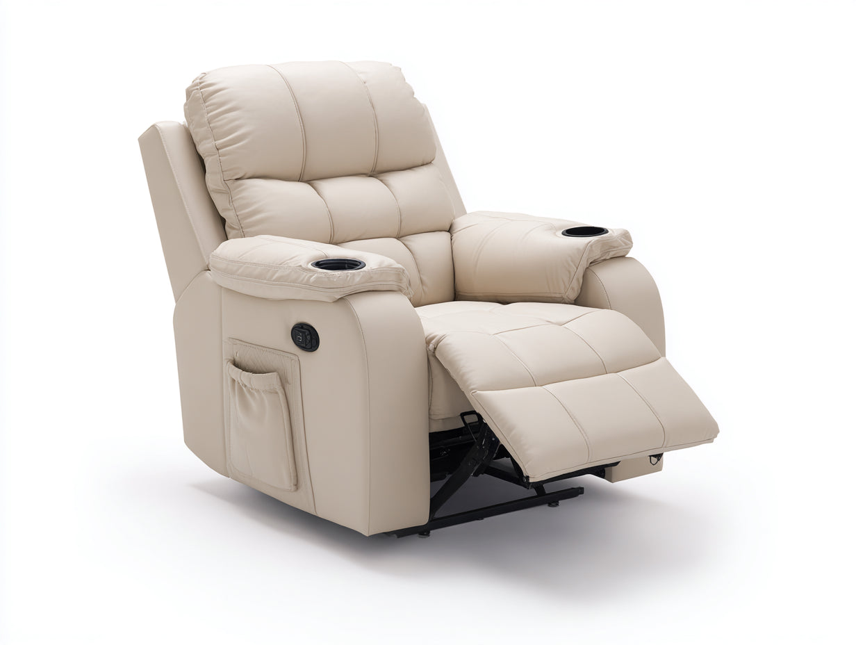 Poltrona reclinabile - similpelle - 106x99x115 cm - beige chiaro - stile relax