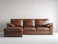 Divano angolare-pelle-287x191x87 cm-marrone-classico contemporaneo